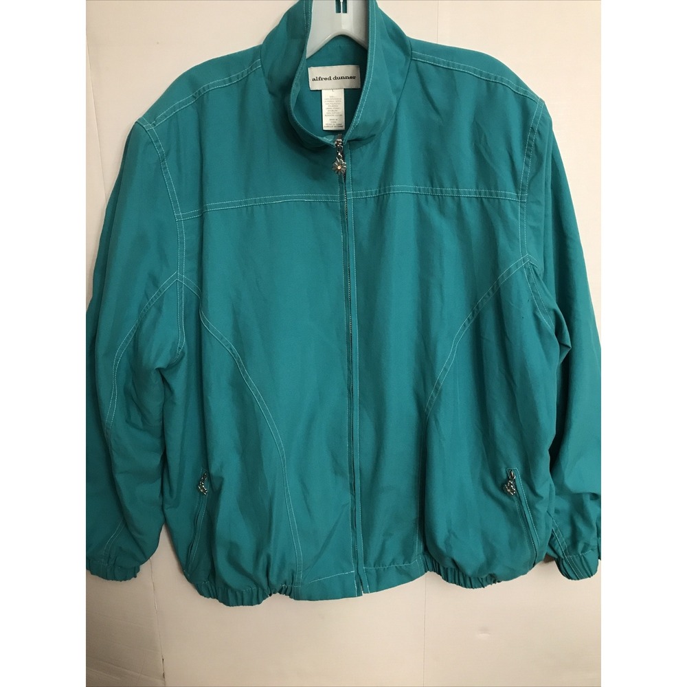 alfred dunner‎ Large Green elastic waist light weight vintage jacket